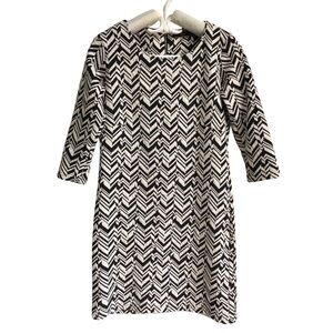 Soyaconcept Black and Ivory Chevron Dress Size Small